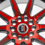 1 X Spec-1 SP-51 Gloss Black & Red Machined 18X8 4x100/4x114.3 73.1 Hub 38 Offset Black, Red Wheel Rim
