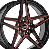 1 X Spec-1 SP-54 Gloss Black & Red Machined 18X8 4x100/4x114.3 73.1 Hub 38 Offset Black, Red Wheel Rim