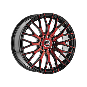 1 X Spec-1 SP-55 Gloss Black & Red Machined 18X8 4x100/4x114.3 73.1 Hub 38 Offset Black, Red Wheel Rim