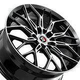 1 X Spec-1 SP-57 Gloss Black & Machined 18X8 4x100/4x114.3 73.1 Hub 38 Offset Black Wheel Rim