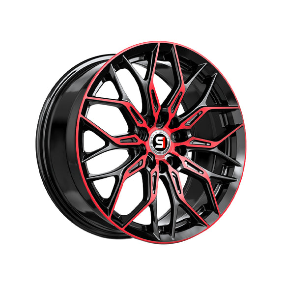 1 X Spec-1 SP-57 Gloss Black & Red Machined 18X8 4x100/4x114.3 73.1 Hub 38 Offset Black, Red Wheel Rim