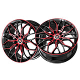 1 X Spec-1 SP-57 Gloss Black & Red Machined 17X7.5 5x108/5x114.3 73.1 Hub 42 Offset Black, Red Wheel Rim