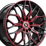1 X Spec-1 SP-57 Gloss Black & Red Machined 17X7.5 5x108/5x114.3 73.1 Hub 42 Offset Black, Red Wheel Rim