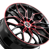 1 X Spec-1 SP-57 Gloss Black & Red Machined 18X8 4x100/4x114.3 73.1 Hub 38 Offset Black, Red Wheel Rim