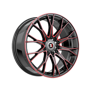 1 X Spec-1 SP-59 Gloss Black & Red Machined 17X7.5 4x100/4x114.3 73.1 Hub 42 Offset Black, Red Wheel Rim