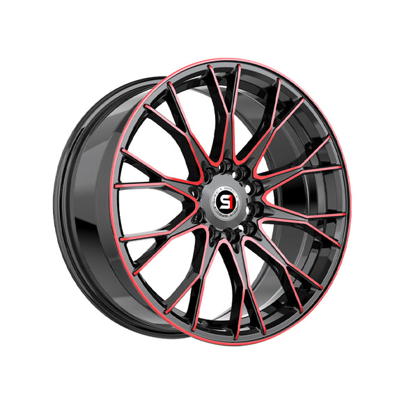 1 X Spec-1 SP-59 Gloss Black & Red Machined 18X8 4x100/4x114.3 73.1 Hub 38 Offset Black, Red Wheel Rim