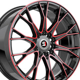 1 X Spec-1 SP-59 Gloss Black & Red Machined 17X7.5 5x108/5x114.3 73.1 Hub 42 Offset Black, Red Wheel Rim