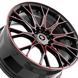 1 X Spec-1 SP-59 Gloss Black & Red Machined 18X8 4x100/4x114.3 73.1 Hub 38 Offset Black, Red Wheel Rim