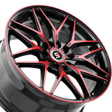 1 X Spec-1 SP-60 Gloss Black & Red Machined 17X7.5 4x100/4x114.3 73.1 Hub 42 Offset Black, Red Wheel Rim