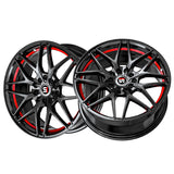 1 X Spec-1 SP-60 Gloss Black & Red Undercut 18X8 4x100/4x114.3 73.1 Hub 38 Offset Black, Red Wheel Rim
