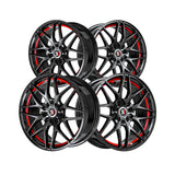 1 X Spec-1 SP-60 Gloss Black & Red Undercut 18X8 4x100/4x114.3 73.1 Hub 38 Offset Black, Red Wheel Rim
