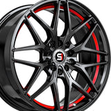 1 X Spec-1 SP-60 Gloss Black & Red Undercut 17X7.5 4x100/4x114.3 73.1 Hub 42 Offset Black, Red Wheel Rim
