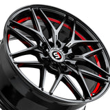 1 X Spec-1 SP-60 Gloss Black & Red Undercut 17X7.5 4x100/4x114.3 73.1 Hub 42 Offset Black, Red Wheel Rim