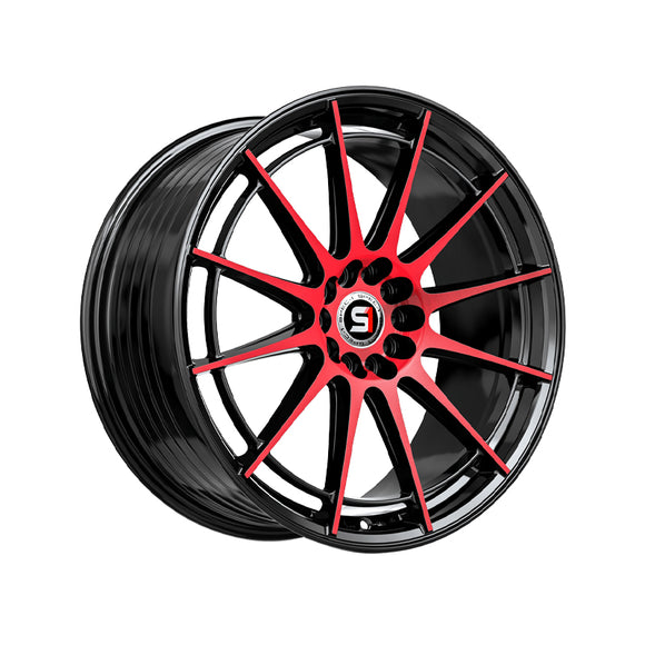 1 X Spec-1 SP-64 Gloss Black & Red Machined 17X8 5x100/5x114.3 73.1 Hub 42 Offset Black, Red Wheel Rim