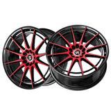 1 X Spec-1 SP-64 Gloss Black & Red Machined 18X9 Blank 4x/5x 73.1 Hub 22 Offset Black, Red Wheel Rim