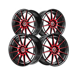 1 X Spec-1 SP-64 Gloss Black & Red Machined 18X9 Blank 4x/5x 73.1 Hub 22 Offset Black, Red Wheel Rim
