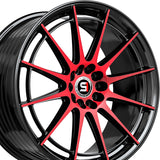 1 X Spec-1 SP-64 Gloss Black & Red Machined 18X9 Blank 4x/5x 73.1 Hub 22 Offset Black, Red Wheel Rim