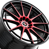 1 X Spec-1 SP-64 Gloss Black & Red Machined 18X9 Blank 4x/5x 73.1 Hub 22 Offset Black, Red Wheel Rim