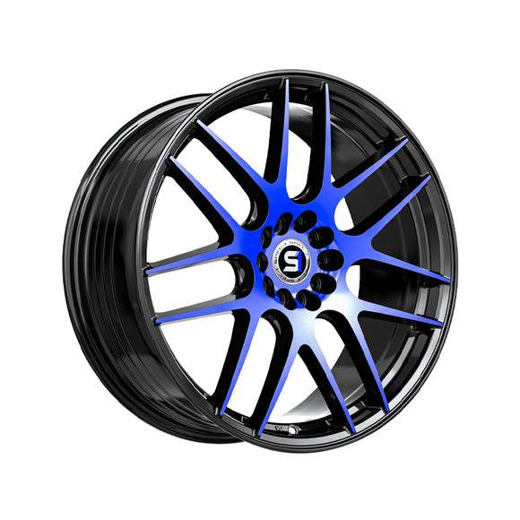 1 X Spec-1 SP-65 Gloss Black & Blue Machined 17X8 5x114.3/5x120 73.1 Hub 42 Offset Black, Blue Wheel Rim