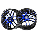 1 X Spec-1 SP-65 Gloss Black & Blue Machined 18X10 Blank 4x/5x 73.1 Hub 22 Offset Black, Blue Wheel Rim