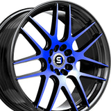 1 X Spec-1 SP-65 Gloss Black & Blue Machined 18X10 Blank 4x/5x 73.1 Hub 22 Offset Black, Blue Wheel Rim