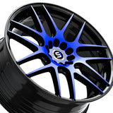 1 X Spec-1 SP-65 Gloss Black & Blue Machined 18X8 4x100/4x114.3 73.1 Hub 34 Offset Black, Blue Wheel Rim