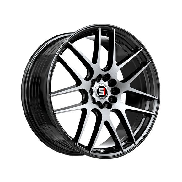 1 X Spec-1 SP-65 Gloss Black & Machined 17X8 5x112/5x114.3 73.1 Hub 42 Offset Black Wheel Rim