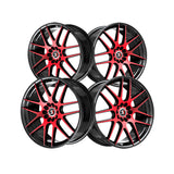 1 X Spec-1 SP-65 Gloss Black & Red Machined 18X8 Blank 4x/5x 73.1 Hub 34 Offset Black, Red Wheel Rim