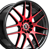 1 X Spec-1 SP-65 Gloss Black & Red Machined 17X8 5x100/5x114.3 73.1 Hub 42 Offset Black, Red Wheel Rim