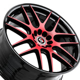 1 X Spec-1 SP-65 Gloss Black & Red Machined 18X9 Blank 4x/5x 73.1 Hub 38 Offset Black, Red Wheel Rim