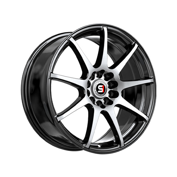 1 X Spec-1 SP-67 Gloss Black & Machined 18X8 5x112/5x114.3 73.1 Hub 38 Offset Black Wheel Rim