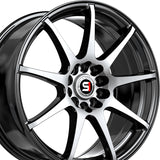 1 X Spec-1 SP-67 Gloss Black & Machined 17X7 4x100/4x114.3 73.1 Hub 42 Offset Black Wheel Rim