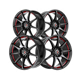 1 X Spec-1 SP-67 Gloss Black & Red Line 17X7 5x108/5x114.3 73.1 Hub 42 Offset Black, Red Wheel Rim