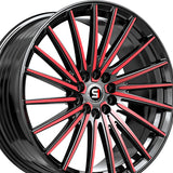 1 X Spec-1 SP-68 Gloss Black & Red Machined 17X7.5 4x100/4x114.3 73.1 Hub 42 Offset Black, Red Wheel Rim