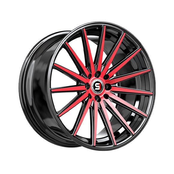 1 X Spec-1 SP-69 Gloss Black & Red Machined 18X8 5x112/5x114.3 73.1 Hub 38 Offset Black, Red Wheel Rim
