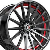 1 X Spec-1 SP-69 Gloss Black & Red Undercut 17X7.5 4x100/4x114.3 73.1 Hub 42 Offset Black, Red Wheel Rim