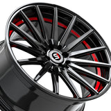 1 X Spec-1 SP-69 Gloss Black & Red Undercut 17X7.5 4x100/4x114.3 73.1 Hub 42 Offset Black, Red Wheel Rim
