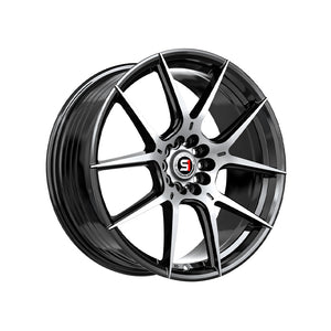 1 X Spec-1 SP-71 Gloss Black & Machined 17X8 5x100/5x114.3 73.1 Hub 42 Offset Black Wheel Rim
