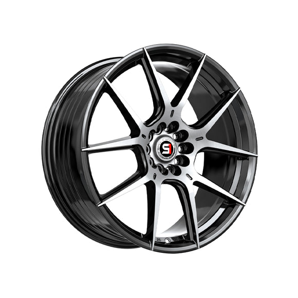 1 X Spec-1 SP-71 Gloss Black & Machined 17X8 5x100/5x114.3 73.1 Hub 42 Offset Black Wheel Rim