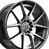 1 X Spec-1 SP-71 Gloss Black & Machined 17X8 5x100/5x114.3 73.1 Hub 42 Offset Black Wheel Rim
