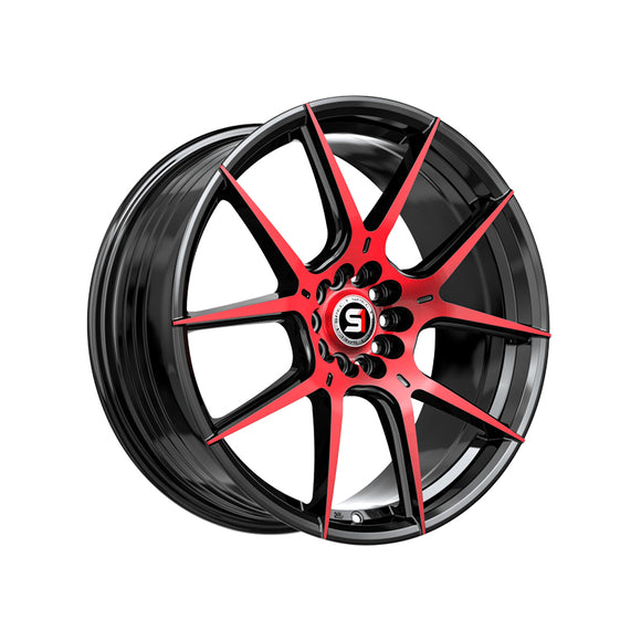 1 X Spec-1 SP-71 Gloss Black & Red Machined 17X8 5x112/5x114.3 73.1 Hub 42 Offset Black, Red Wheel Rim