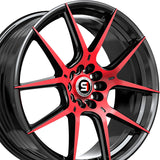 1 X Spec-1 SP-71 Gloss Black & Red Machined 17X8 5x112/5x114.3 73.1 Hub 42 Offset Black, Red Wheel Rim