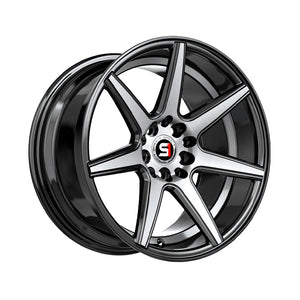 1 X Spec-1 SP-73 Gloss Black & Machined & Undercut 17X7.5 5x112/5x114.3 73.1 Hub 42 Offset Black Wheel Rim