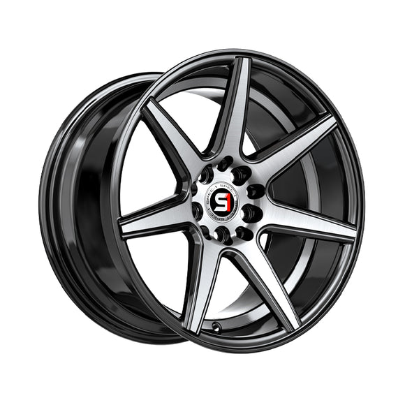 1 X Spec-1 SP-73 Gloss Black & Machined & Undercut 17X7.5 5x112/5x114.3 73.1 Hub 42 Offset Black Wheel Rim