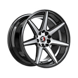1 X Spec-1 SP-73 Gloss Black & Machined & Undercut 17X7.5 5x112/5x114.3 73.1 Hub 42 Offset Black Wheel Rim