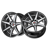 1 X Spec-1 SP-73 Gloss Black & Machined & Undercut 17X7.5 5x112/5x114.3 73.1 Hub 42 Offset Black Wheel Rim