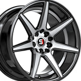 1 X Spec-1 SP-73 Gloss Black & Machined & Undercut 17X7.5 5x112/5x114.3 73.1 Hub 42 Offset Black Wheel Rim