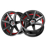 1 X Spec-1 SP-73 Gloss Black & Red Undercut 17X7.5 5x114.3/5x120 73.1 Hub 42 Offset Black, Red Wheel Rim