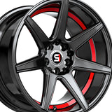 1 X Spec-1 SP-73 Gloss Black & Red Undercut 17X7.5 5x114.3/5x120 73.1 Hub 42 Offset Black, Red Wheel Rim