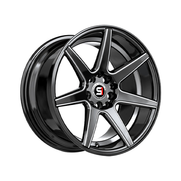 1 X Spec-1 SP-73 Gloss Black Milled & Undercut 17X7.5 5x114.3/5x120 73.1 Hub 42 Offset Black Wheel Rim